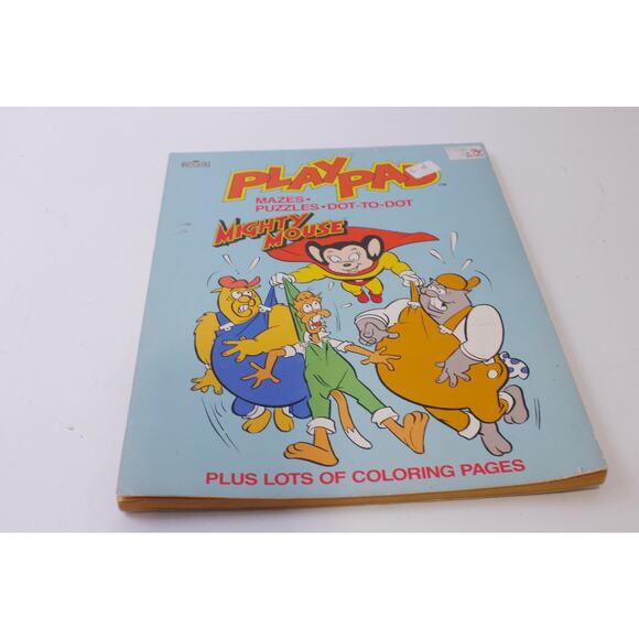 Mighty Mouse, Uncolored PlayPad, Mazes, Puzzles, Dot-To-Dot, Coloring Book, - Picture 1 of 5